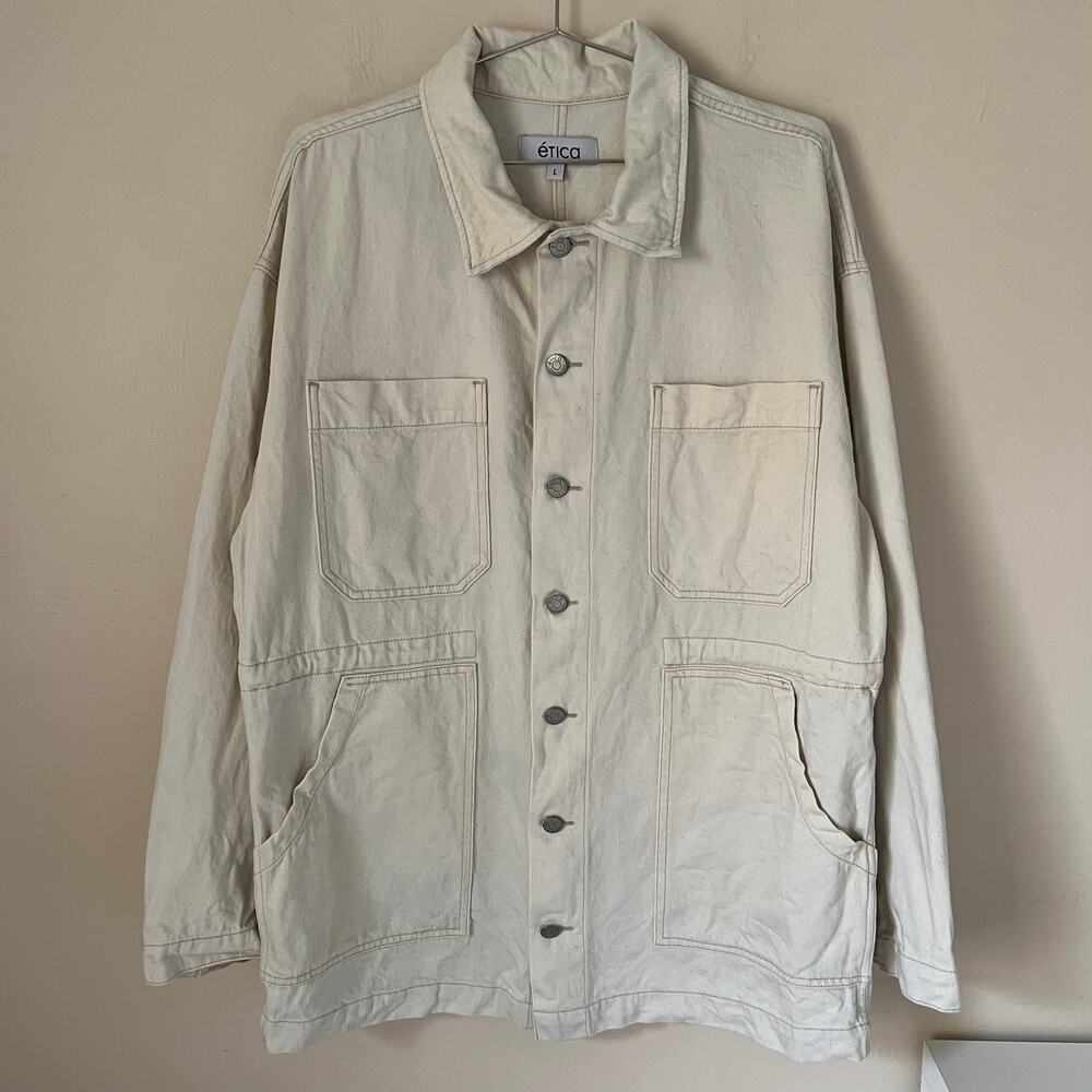 ÉTICA Off White Denim Jean Jacket / Coat Size L